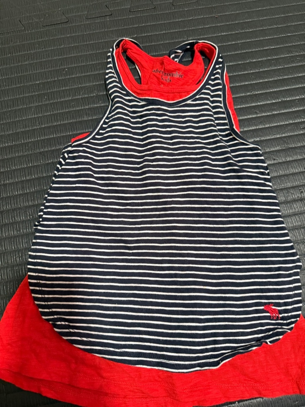 abercrombie kids Navy & White Striped Tank with Red Trim